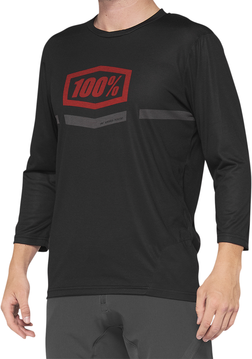 100% Airmatic 3/4 Sleeve Jersey - Black/Red - XL 40018-00008