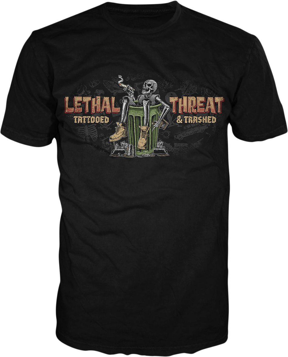 LETHAL THREAT Tattooed & Trashed T-Shirt - Black - 3XL LT20892XXXL