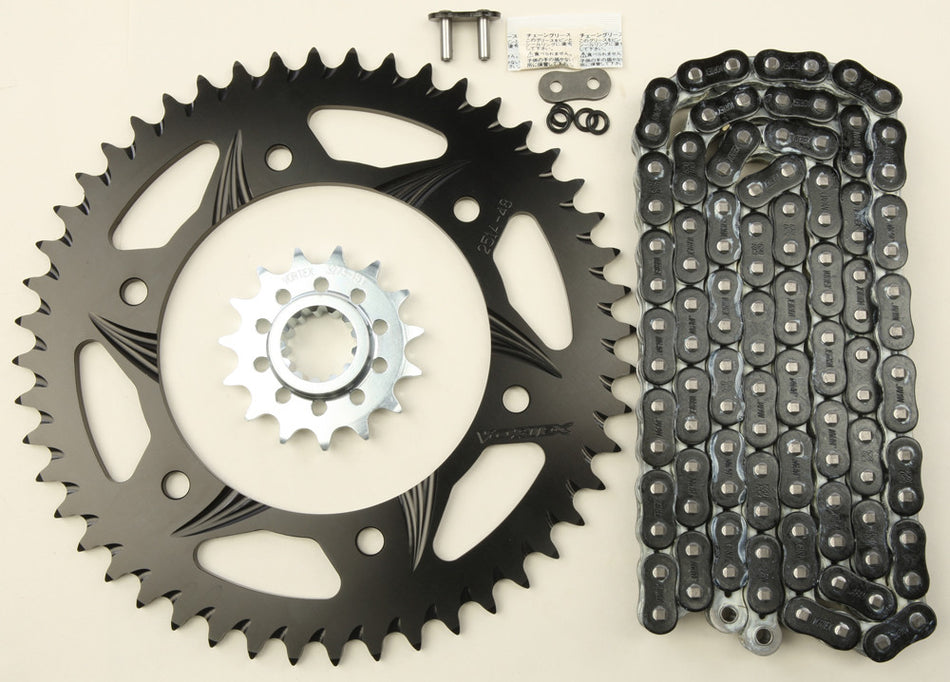 VORTEX Sprocket/Chain Kit Stl/Alu 15/48t Blk Rx3 520-108l Blk CK6339