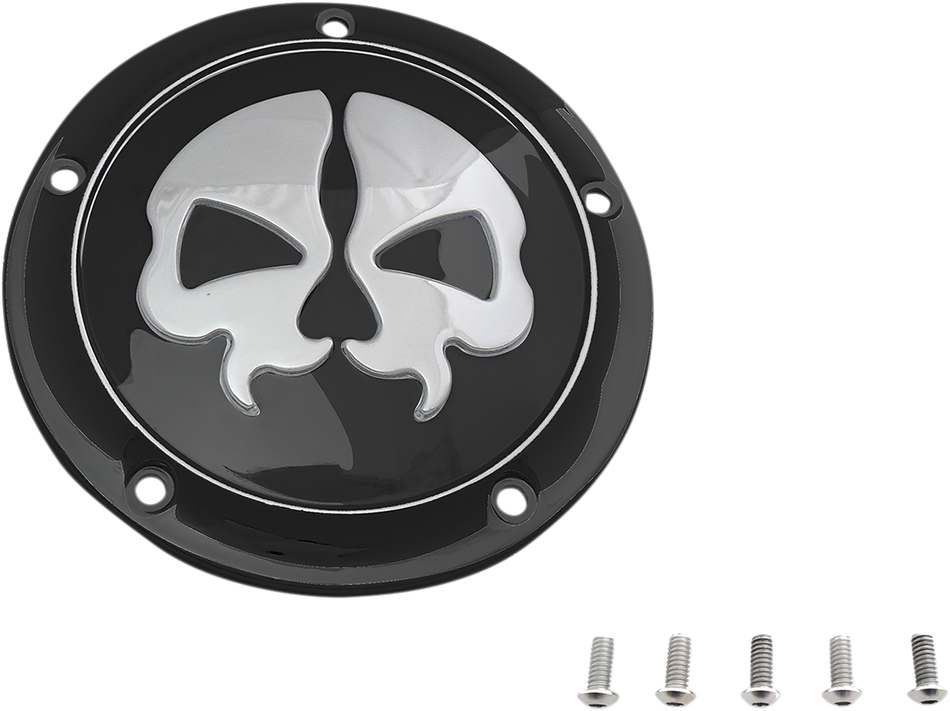 DRAG SPECIALTIES Split Skull Derby Cover - Black - 5-Hole 78043B