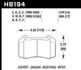 Hawk 92-00 Dodge Viper / 00 Mustang Cobra SVT  HPS Street Front Brake Pads KHB194F.665