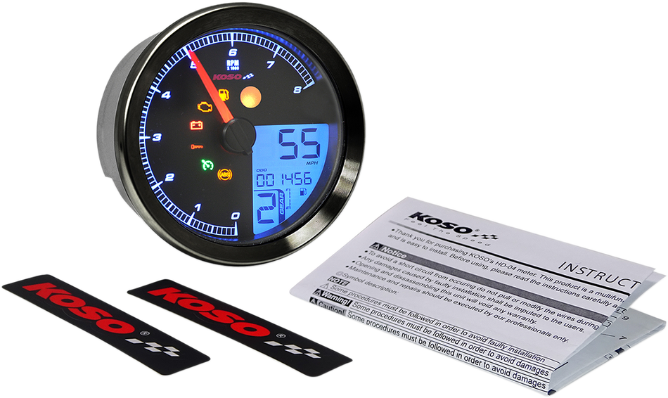 KOSO NORTH AMERICA Multi Function Speedometer/Tachometer - HD-04 - Black BA051231