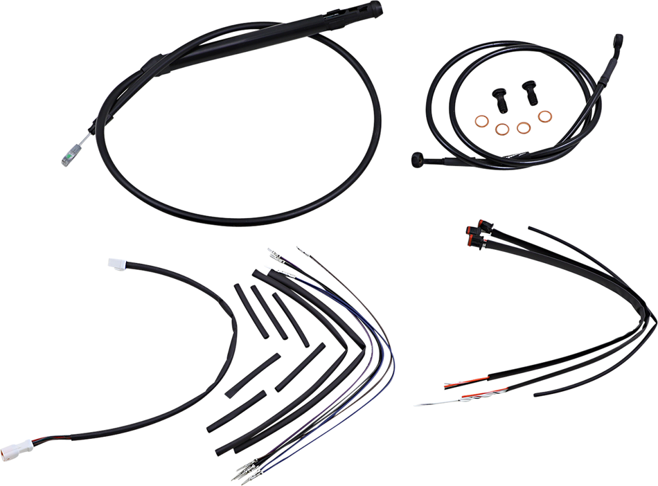 BURLY BRAND Cable Kit - Jail Bar - 14" Handlebars - Black Vinyl B30-1258