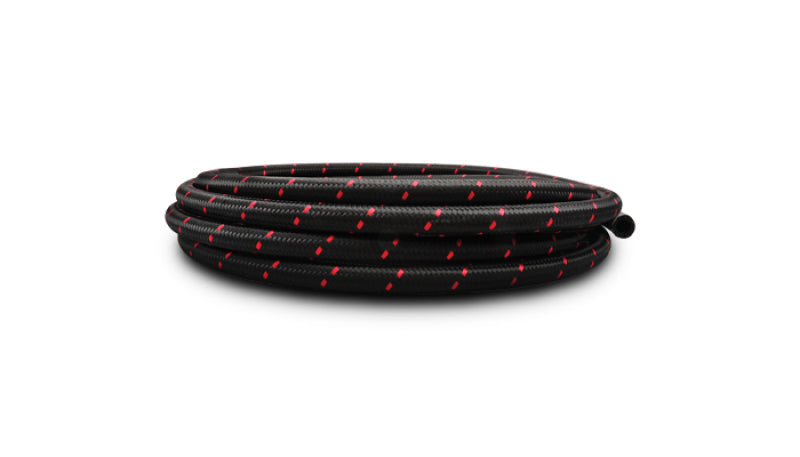 Vibrant -12 AN Two-Tone Black/Red Nylon Braided Flex Hose (20 foot roll) 11982R