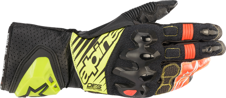 ALPINESTARS GP Tech V2 S Gloves - Black/Fluo Yellow/White/Fluo Red - 3XL 3556422-1503-3X