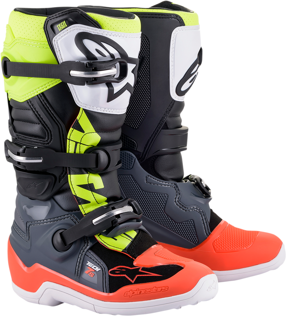 ALPINESTARS Youth Tech 7S Boots - Black/Gray/Red/White/Yellow - US 7 2015017-9058-7