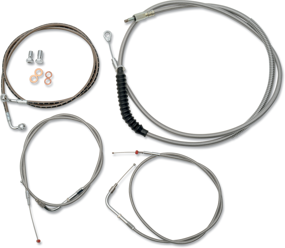 LA CHOPPERS Handlebar Cable/Brake Line Kit - 15" - 17" Ape Hanger Handlebars - Stainless Steel LA-8230KT-16