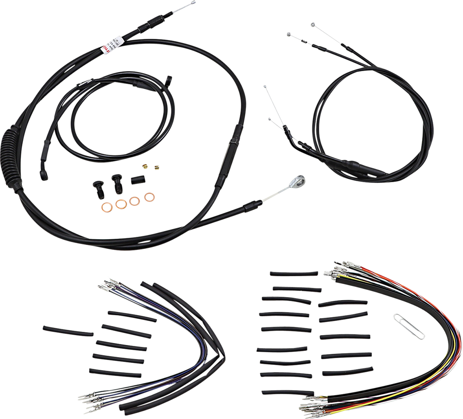 BURLY BRAND Cable Kit - Jail Bar - 14" Handlebars - Black Vinyl B30-1148