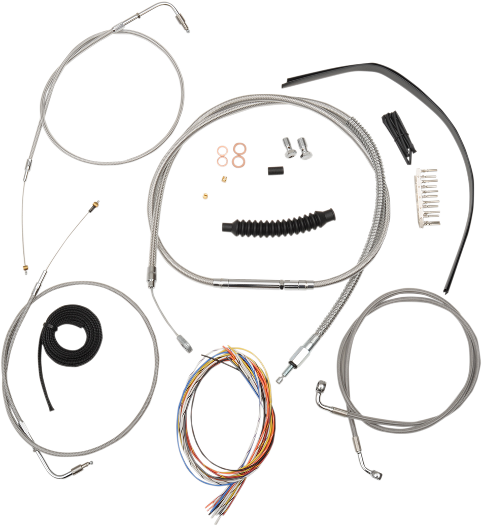 LA CHOPPERS Handlebar Cable/Brake Line Kit - Complete - 18" - 20" Ape Hanger Handlebars - Stainless LA-8110KT2B-19