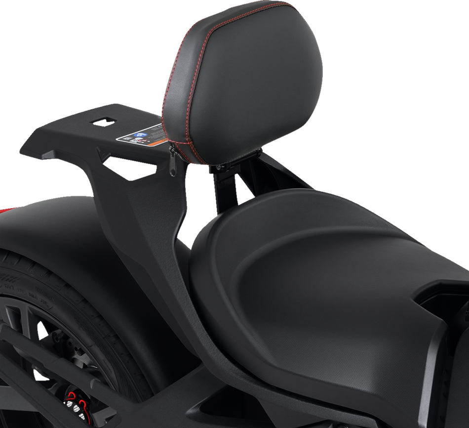 SHOW CHROME Quick-Detach Backrest - Black w/ Red Stitching - Ryker '20-'22 41-416RED