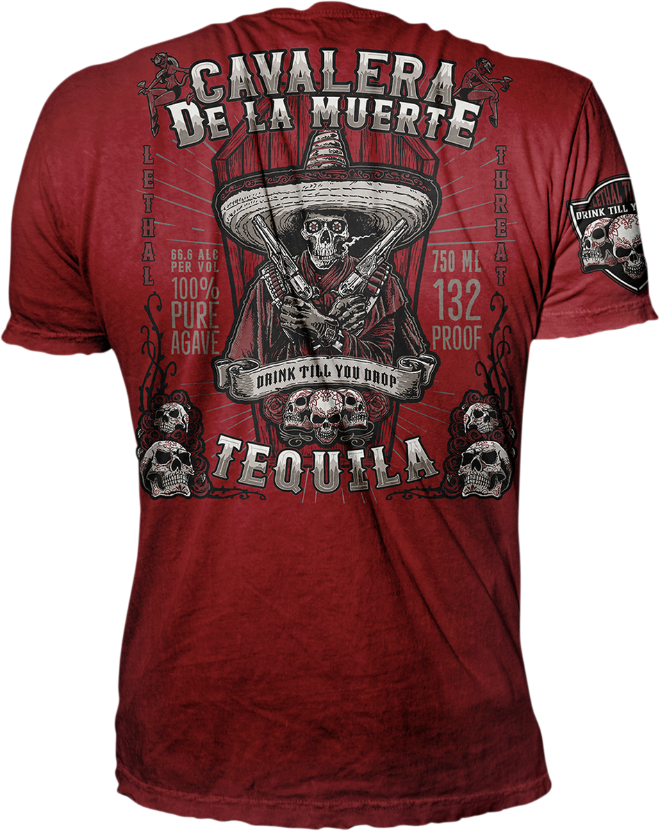 LETHAL THREAT Vintage Velocity Bandido Tequila T-Shirt - Burgundy - Medium VV40161M