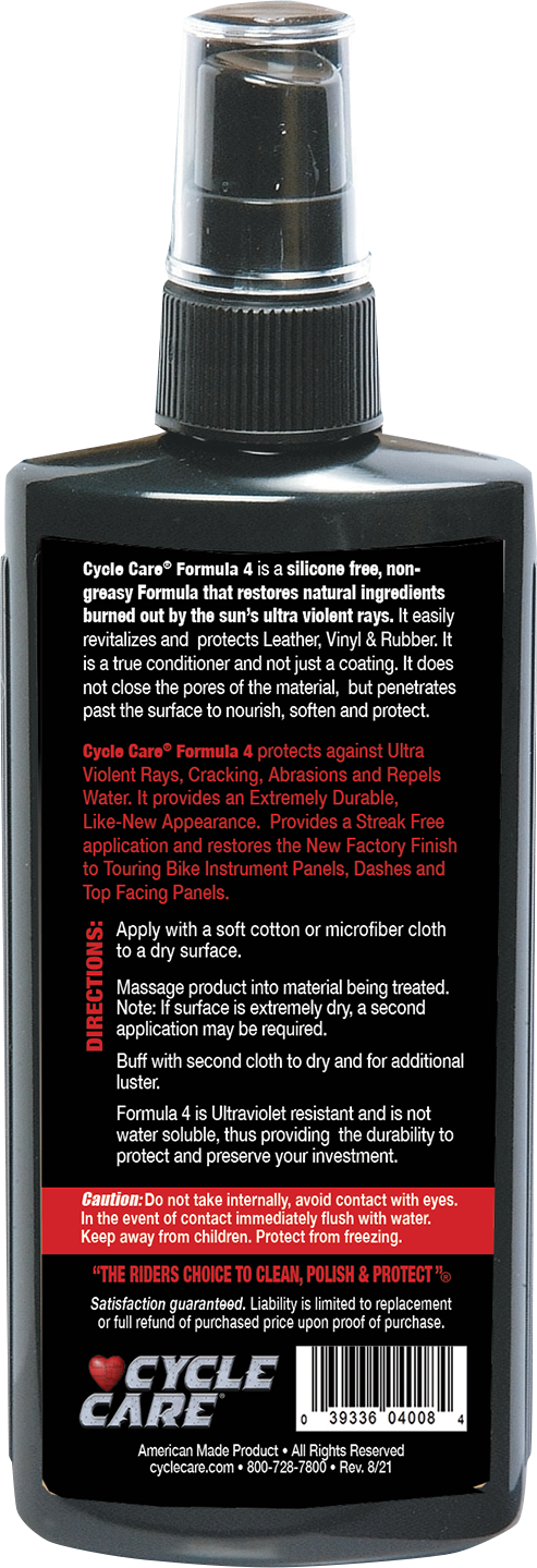 CYCLE CARE FORMULAS Formula 4 Leather Vinyl - 8 U.S. fl oz. 4008