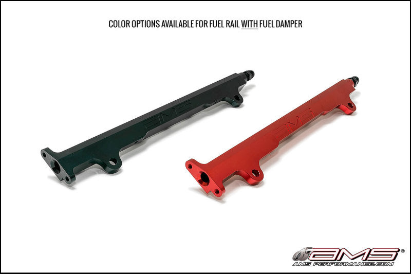 AMS Performance 08-15 Mitsubishi EVO X CNC Machined Aluminum Fuel Rail w/Pulsation Dampener - Red AMS.04.07.0006-1