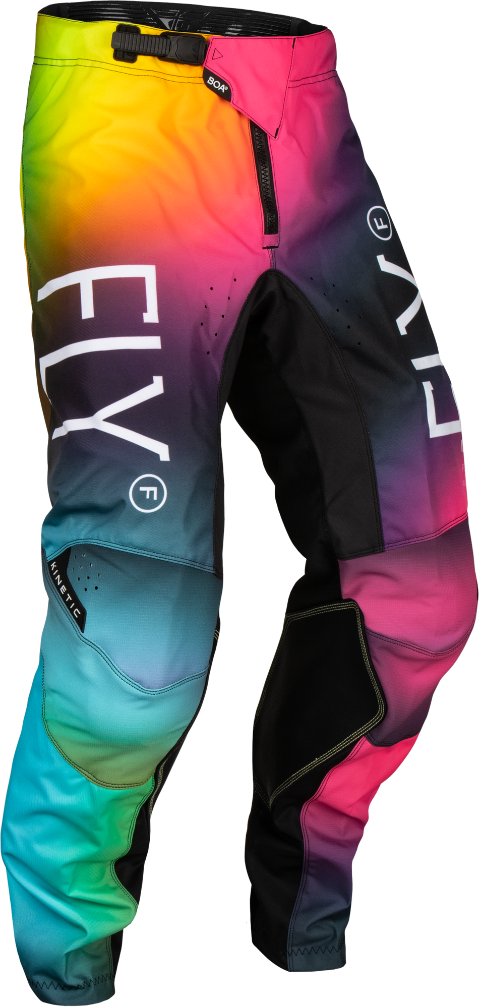 FLY RACING Youth Kinetic Prodigy Pants Fuschia/Elec Blue/Hi-Vis Sz 18 377-53718