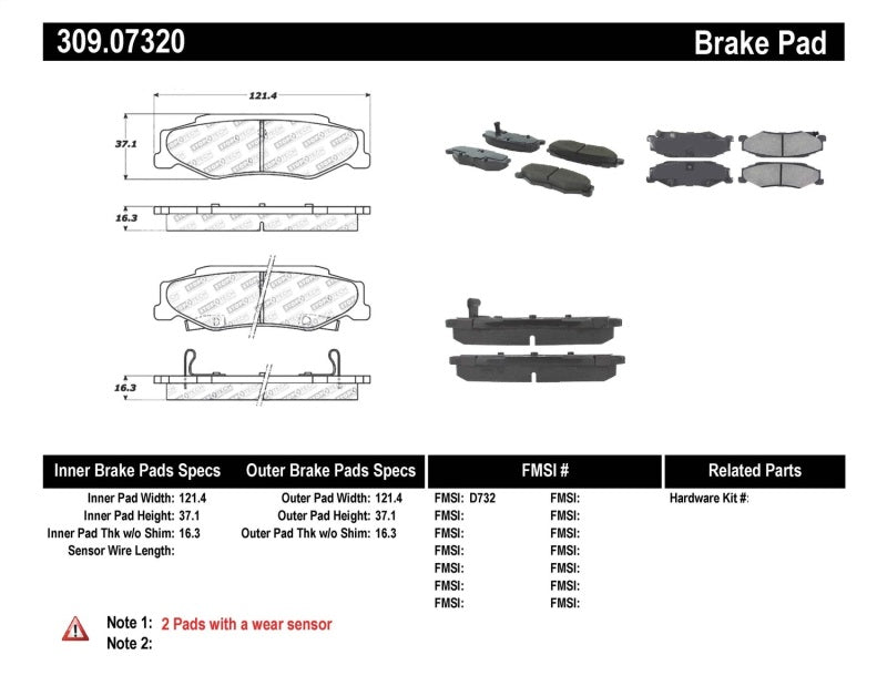 StopTech Performance 04-08 Cadillac XLR/XLR-V / 97-10 Chevrolet Corvette Rear Brake Pads 309.0732