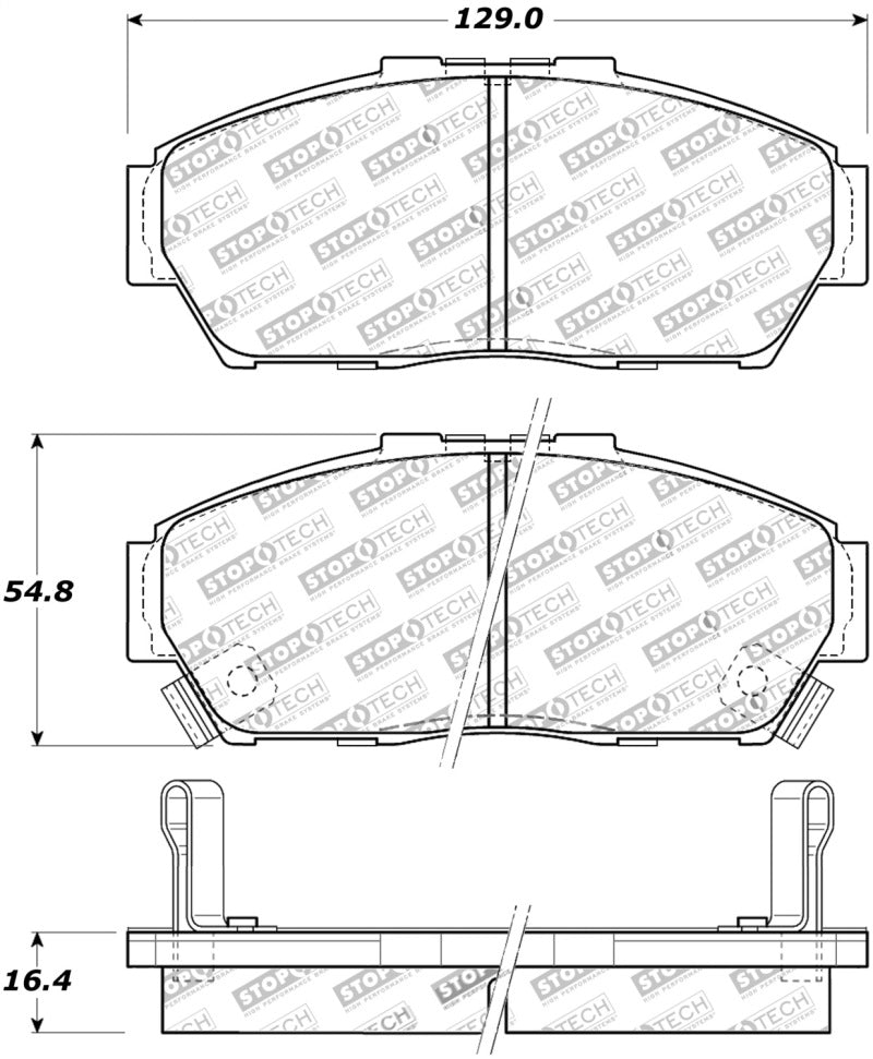 StopTech Street Touring 93-95 Honda Civic Coupe Front Brake Pads 308.0617