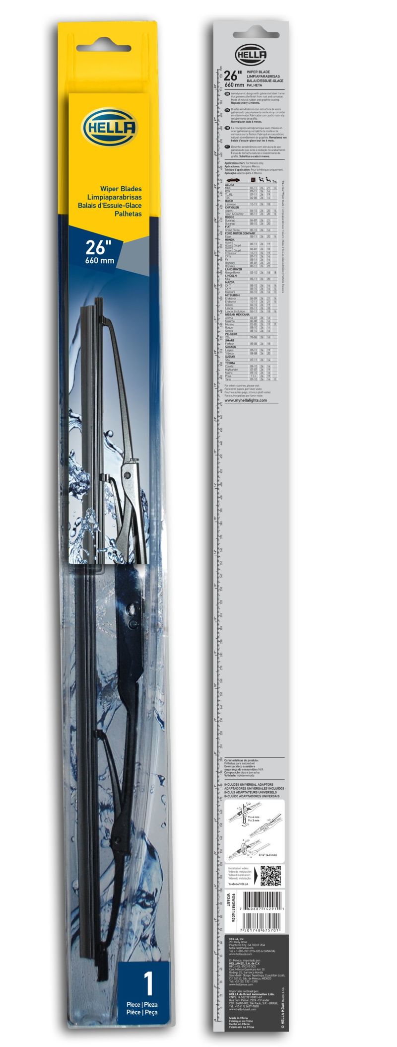 Hella Standard Wiper Blade 26in - Single LA9XW398114026