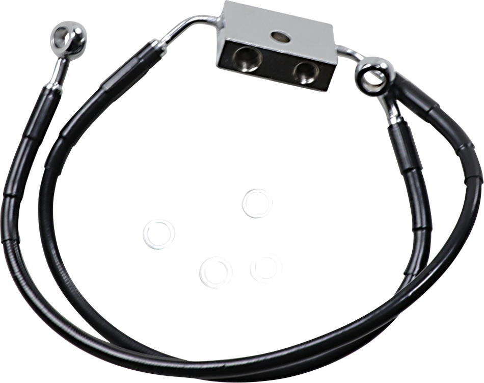 DRAG SPECIALTIES Brake Line - Front (Lower/Upper) - Black 614743-BLK