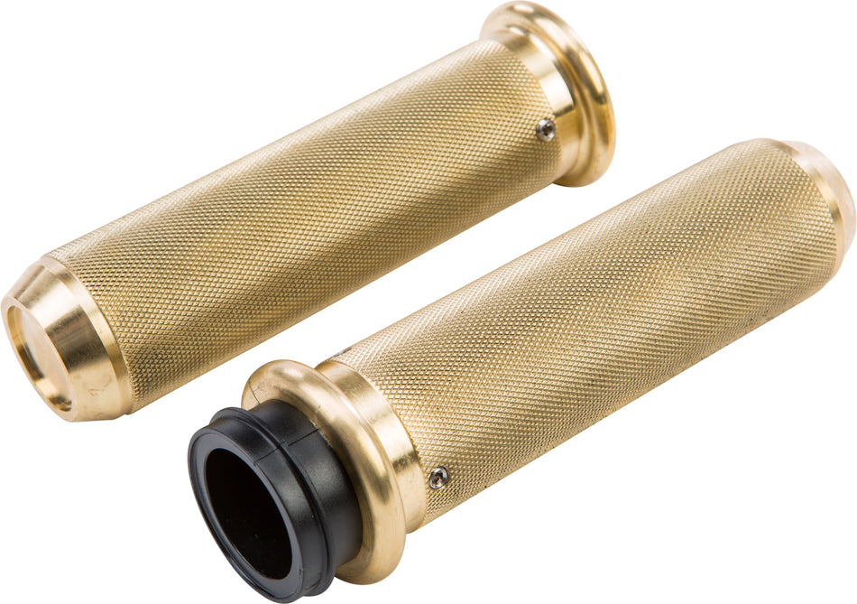 HARDDRIVE Knurled Grips Throttle By Wire Brass 1 In R-GR101-K5