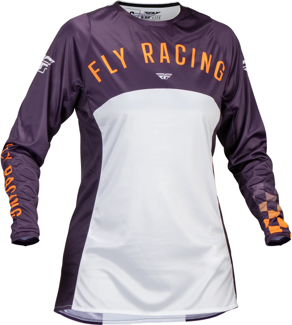 FLY RACING Lite-Trikot für Damen, Dunkelviolett/Weiß/Neonkoralle, 2x 377-6212X