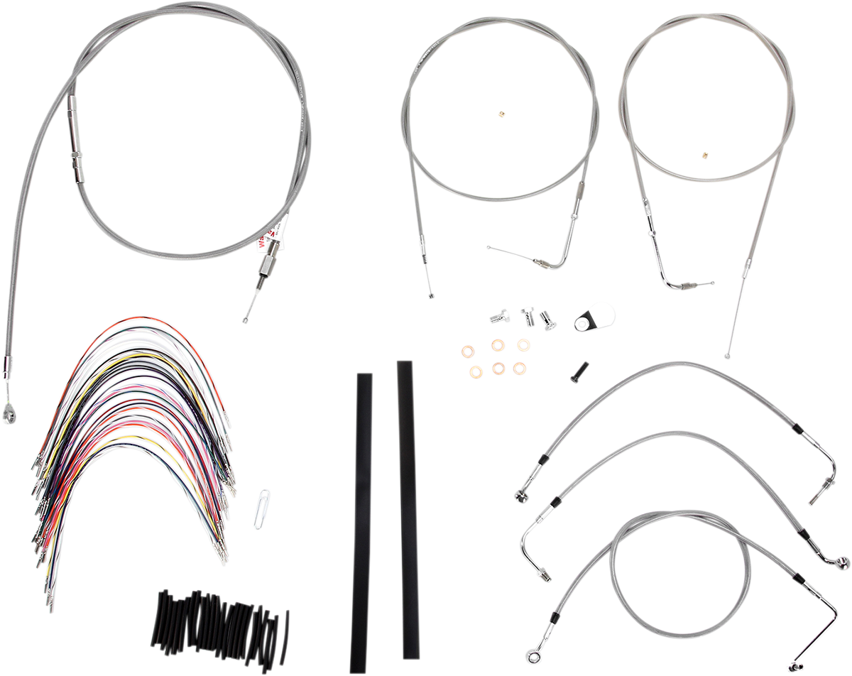 BURLY BRAND Handlebar Cable/Brake Line Kit - Complete - 18" Ape Hanger Handlebars - Stainless Steel B30-1081