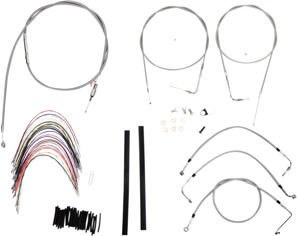 BURLY BRAND Handlebar Cable/Brake Line Kit - Complete - 18" Ape Hanger Handlebars - Stainless Steel B30-1081