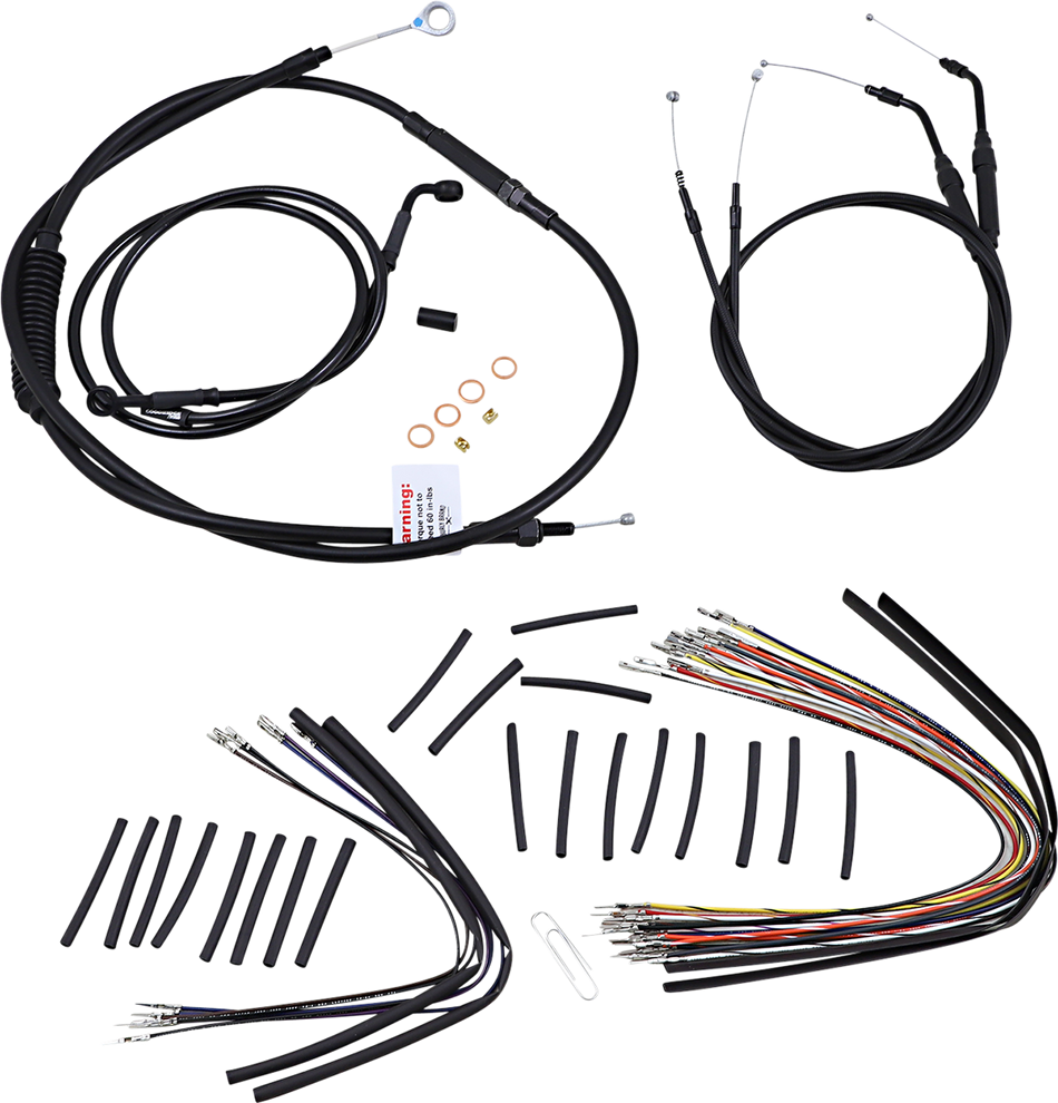 BURLY BRAND Cable Kit - Jail Bar - 12" Handlebars - Black Vinyl B30-1140