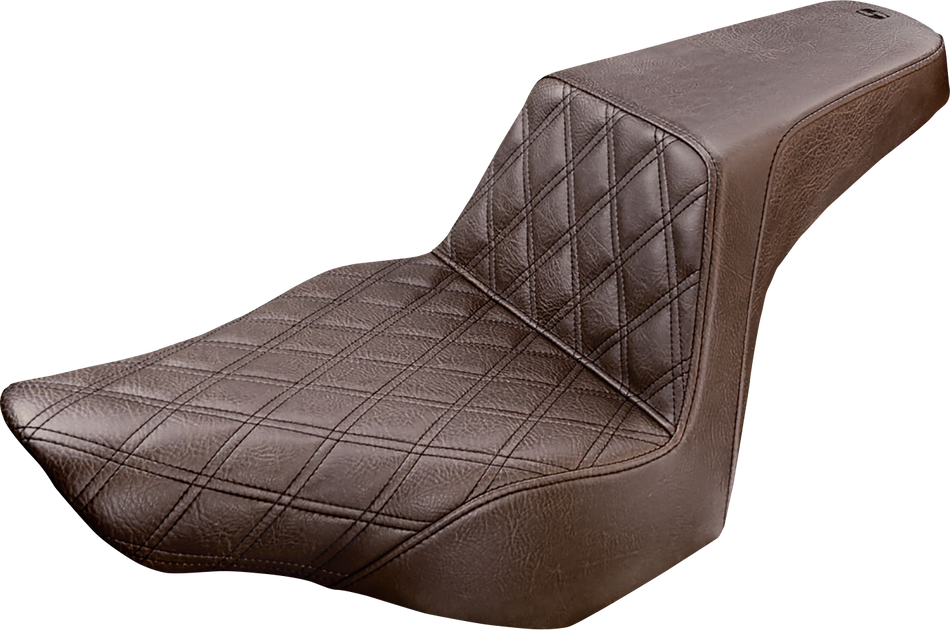 SADDLEMEN Step-Up Seat - Front Lattice Stitch - Brown - FXSB 813-27-172BR