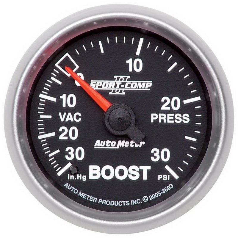 Autometer Sport-Comp II 52mm 30 PSI Mechanical Boost Vacumm Gauge 3603