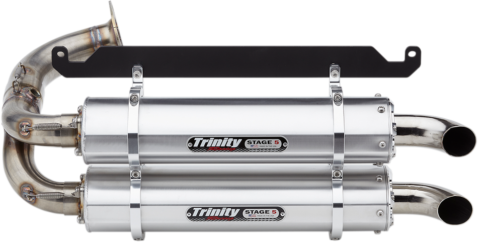 TRINITY RACING Stage 5 Slip-On Dual Muffler - Brushed Aluminum Talon 1000 2019-2024   TR-4169S