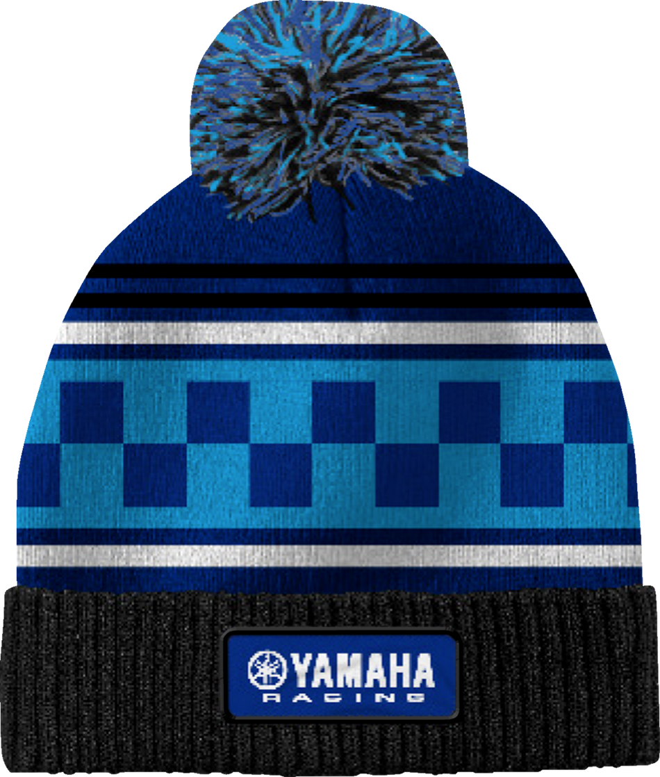 YAMAHA APPAREL Yamaha Racing Beanie mit Bommel - Schwarz/Blau NP21A-H3242 