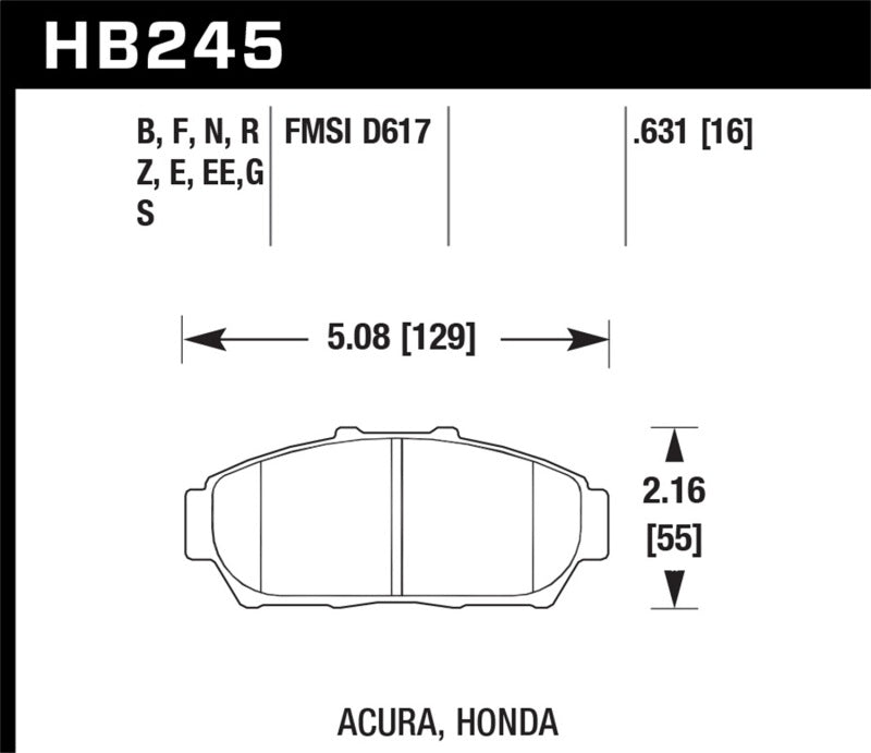 Hawk 94-01 Acura Integra (excl Type R)  HP+ Street Front Brake Pads KHB245N.631
