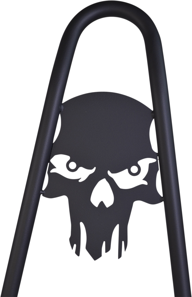 MOTHERWELL One-Piece Sissy Bar - Matte Black - Skull 156T18-MB-SK