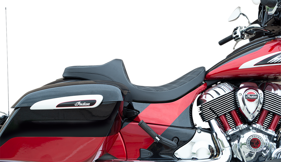 DRAG SPECIALTIES Predator III Seat - Double Diamond - Silver Stitching - Vinyl - '14-'22 Indian 0810-2263