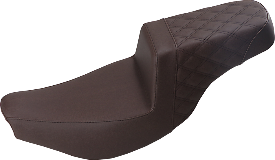 SADDLEMEN Step Up Seat - Front Smooth/Rear Lattice - Brown - Indian I14-07-173BR