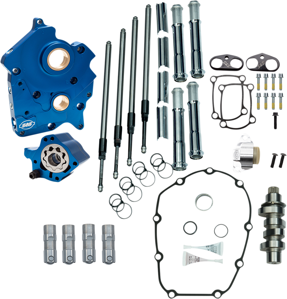 S&S CYCLE Cam Chest Kit with Plate M8 - Chain Drive - Water Cooled - 475 Cam - Chrome Pushrods 310-1000B