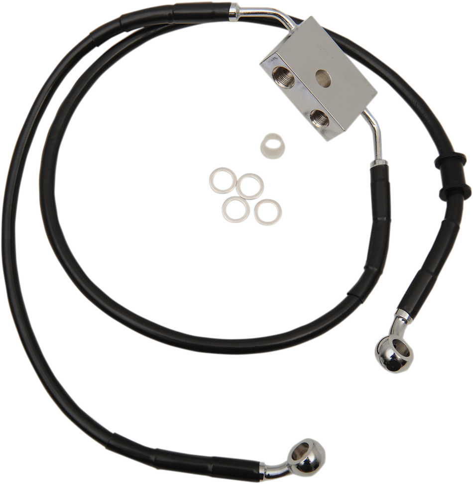 DRAG SPECIALTIES Brake Line - Front - +8" - Black - XL 614750-8BLK