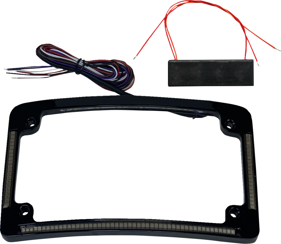 CUSTOM DYNAMICS License Plate Frame - Red/White LED - Black TF08-B