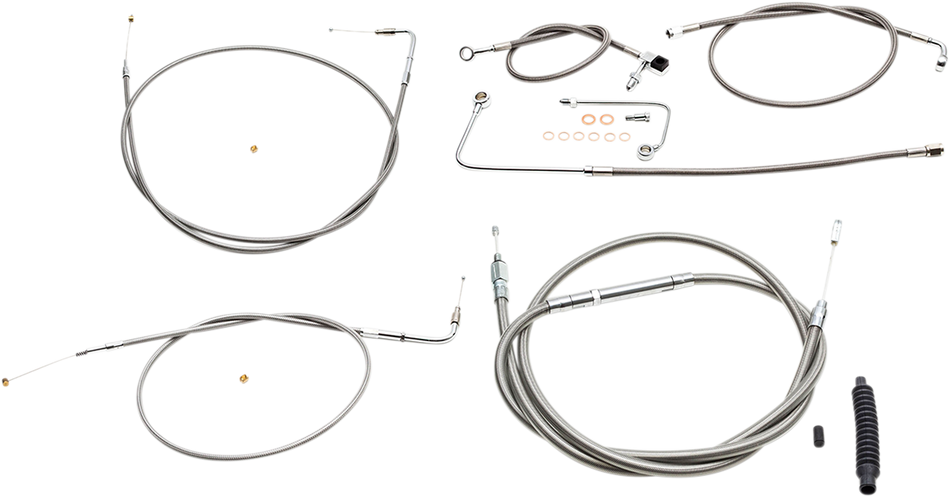 LA CHOPPERS Handlebar Cable/Brake Line Kit - 15" - 17" Ape Hanger Handlebars - Stainless Steel LA-8151KT-16