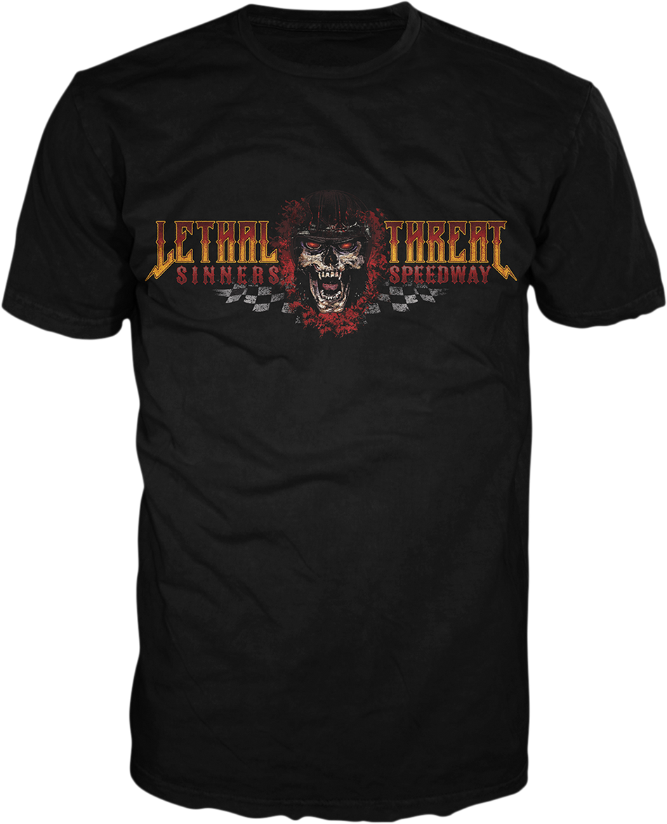 LETHAL THREAT Sinner's Speedway T-Shirt - Black - 4XL LT20883-4XL