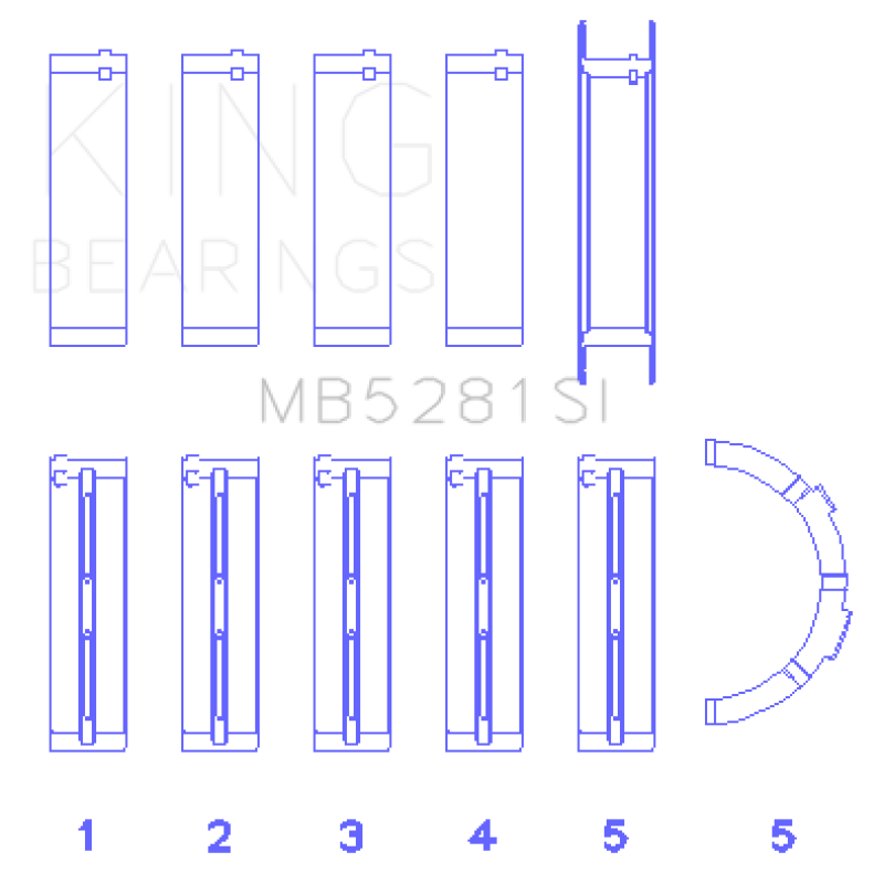 King Ford 281CI 4.6L V8 (Size STD) Main Bearing Set GMB5281SI