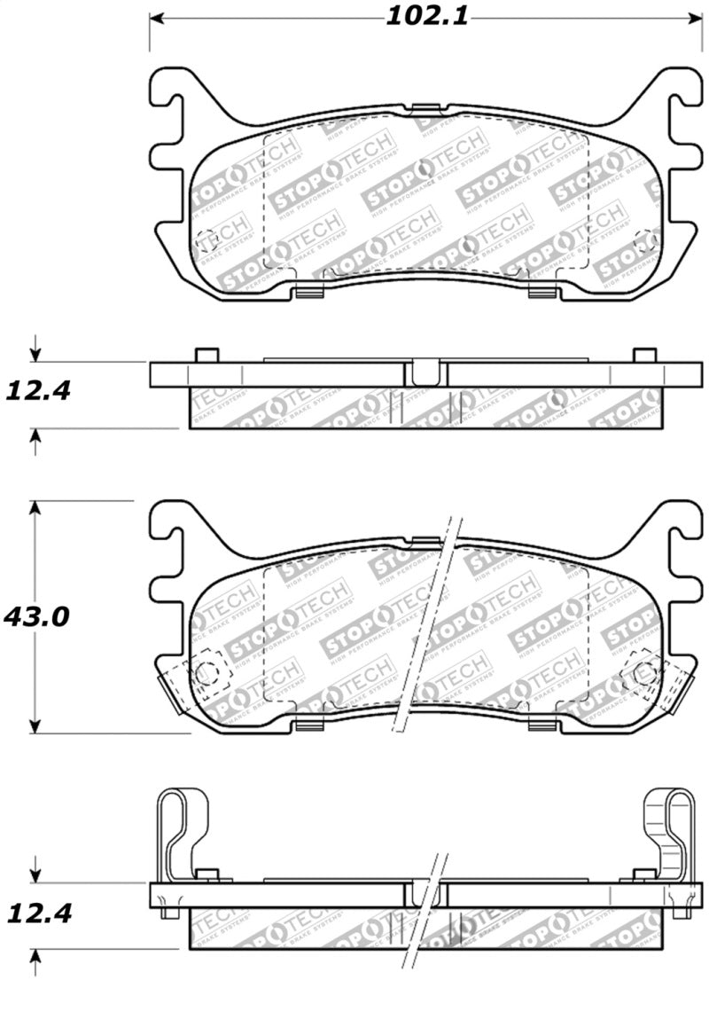 StopTech Street Touring 94-97/99-05 Miata w/ Normal Suspension Rear Brake Pads D636 308.0636