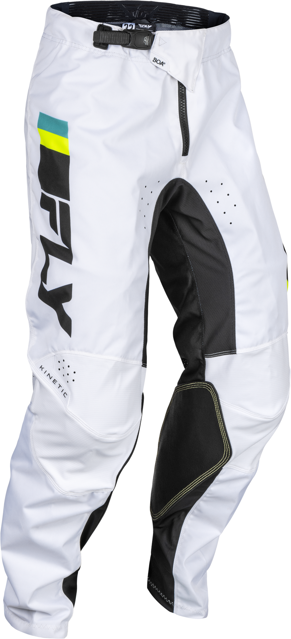 FLY RACING Kinetic Prix Pants White/Black/Hi-Vis Sz 34 377-43334