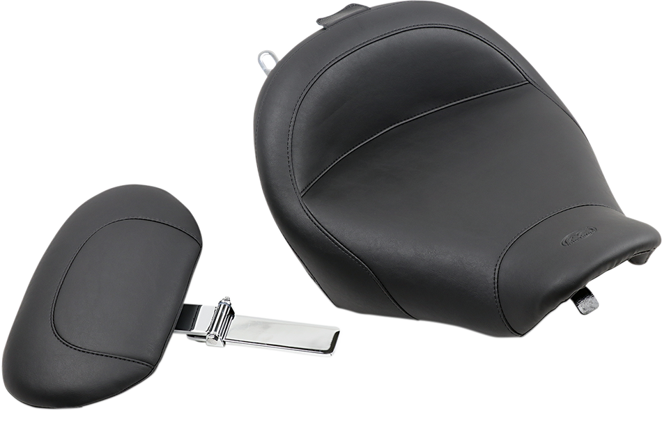 MUSTANG Wide Solo Seat - With Backrest - Vintage - Black - Smooth - Road King '97-'07 79100