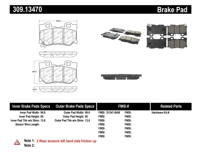 StopTech Performance 08-09 Infiniti FX50/G37 Rear Brake Pads 309.1347