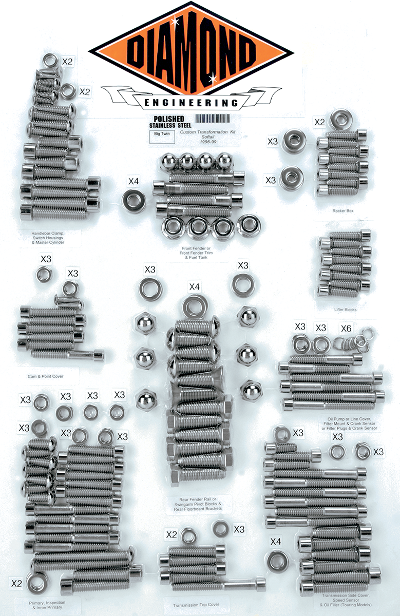 DIAMOND ENGINEERING Bolt Kit - Transformation - Softail DE6005HP