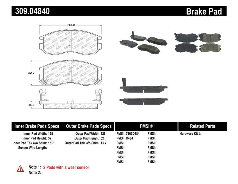 StopTech Performance 4/89-99 Mitsubishi Eclipse GST Front Brake Pads 309.0484