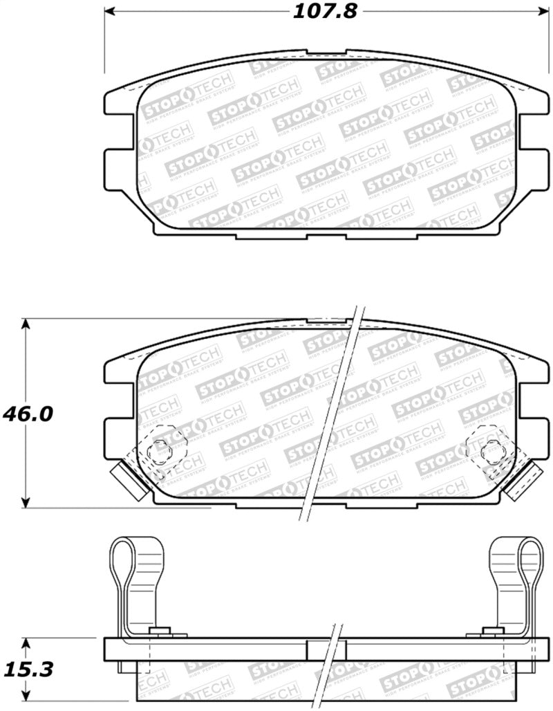 StopTech 91-93 Mitsubishi 3000GT Street Performance Rear Brake Pads 308.0532