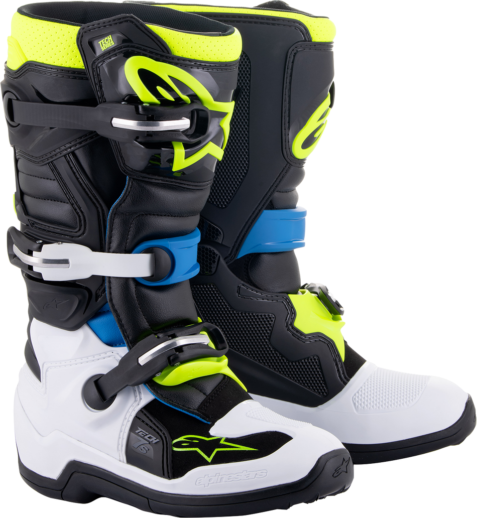 ALPINESTARS Youth Tech 7S Stiefel – Schwarz/Blau/Gelb – US 3 2015017-1795-3