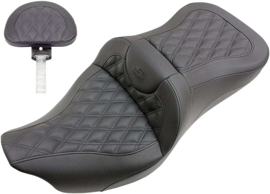 SADDLEMEN Roadsofa Seat - Full Lattice Stitch - with Backrest - '08-'23 FL 808-07B-182BR